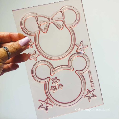 תבנית קישוט זוג עכברים| מיקי מאוס מיני מאוס ליצירה בשוקולד | תבנית מיקי ומיני עוגות מהאגדות  אתי דבש