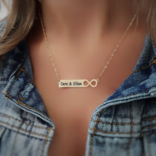 שרשרת דיסקית מלבנית עם אינפיניטי וחריטה דגם LA290