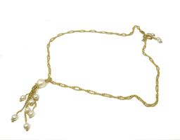 שרשרת ותליון פנינים שזורות בזהב 14K