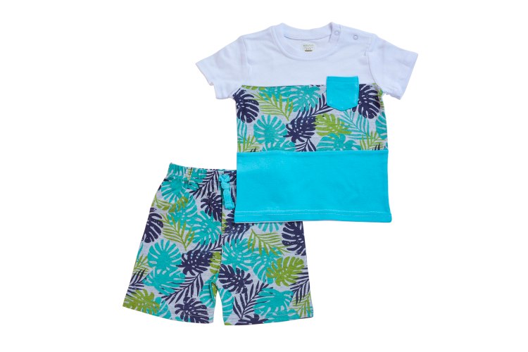 חליפה טרופית לבן+תכלת