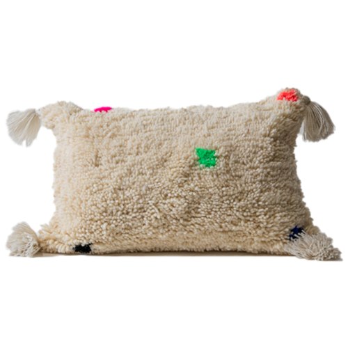 כרית ברברית לבנה עם נקודות צבעוניות