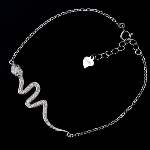 צמיד כסף נחש משובץ זרקונים Z9748