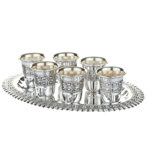 סט שישיית כוסות ליקר על מגש דגם קוביות | מורשת