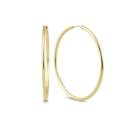 עגילי חישוק חלקים זהב צהוב 5.5 ס"מ גמישים 14 קראט