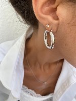 עגילי חישוק עבה זהב לבן 14K L