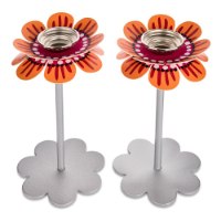 פמוטים לשבת דגם פרח גבוה כתום-ורוד