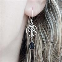 עגילי כסף תלויים משובצים אבני אוניקס  A8552 | תכשיטי כסף | עגילי כסף