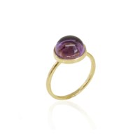 טבעת זהב עם אבן אמטיטסט סגולה