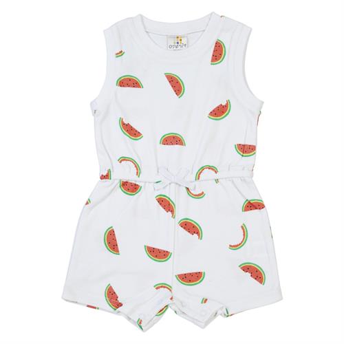 אוברול גופיה אבטיחים לבן