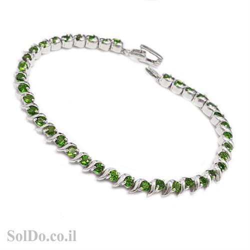 צמיד מכסף משובץ אבני כרום דיאופסיד Z3061 | תכשיטי כסף 925