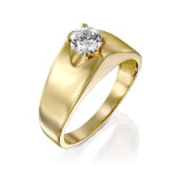 טבעת ללה זהב 14 קראט יהלום לבן