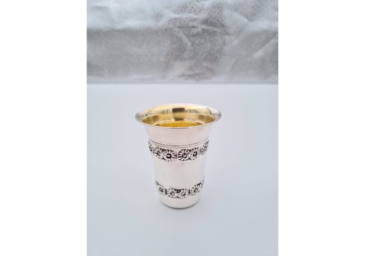 כוס קידוש כסף טהור עיטור פרחים