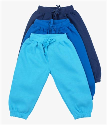 שלישיית מכנסי פוטר גומי כחול כהה-כחול-תכלת