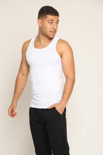 מארז 3 גופיות גבר כתפייה פס לבן