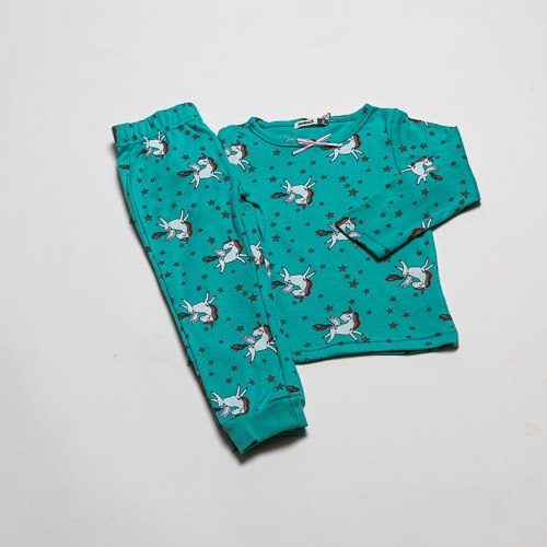 פיג'מת בנות אינטרלוק חד קרן ירוקה