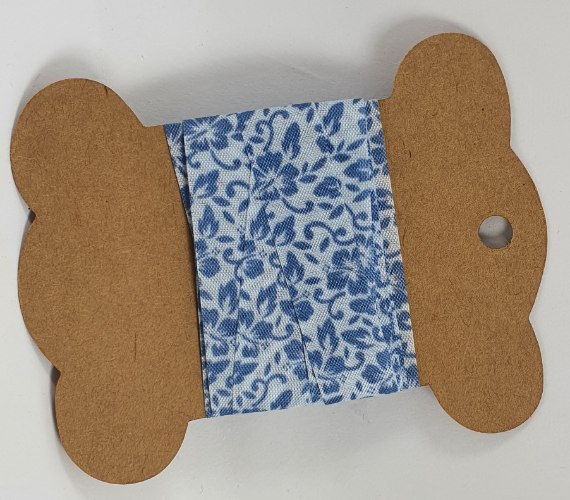 סרט כותנה 2 מטר - פרחים כחול 1.5 ס"מ