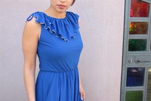 שמלת ערב סבנטיז מקסי כחול רויאל מידה M