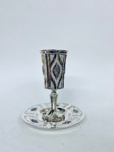 סט גביע רגל וצלחת כסף סטרלינג טהור 925 לקידוש