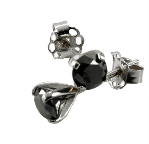 עגילי יהלומים שחורים צמודים 0.50 קראט