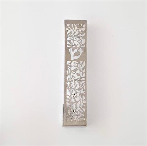 בית מזוזה  - דגם עלים אבנים לבנות -  MZB- 13