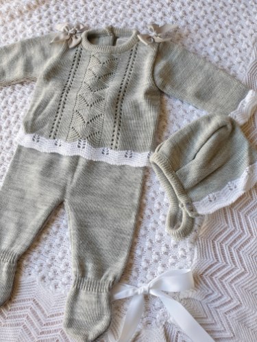 סט סרוג לניובורן אמור - אפור