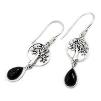 עגילי כסף תלויים משובצים אבני אוניקס  A8552 | תכשיטי כסף | עגילי כסף