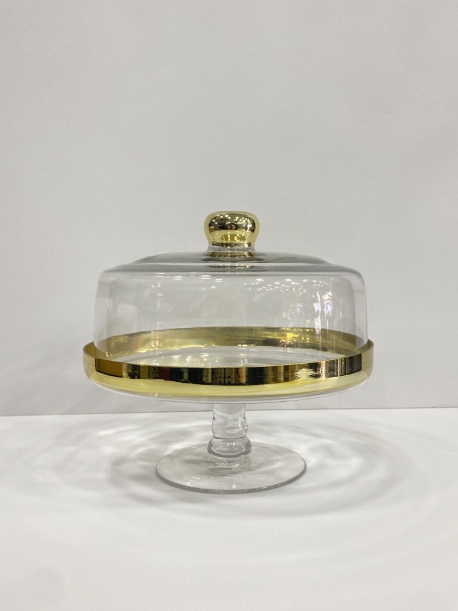 פעמון עוגה זכוכית בשילוב זהב