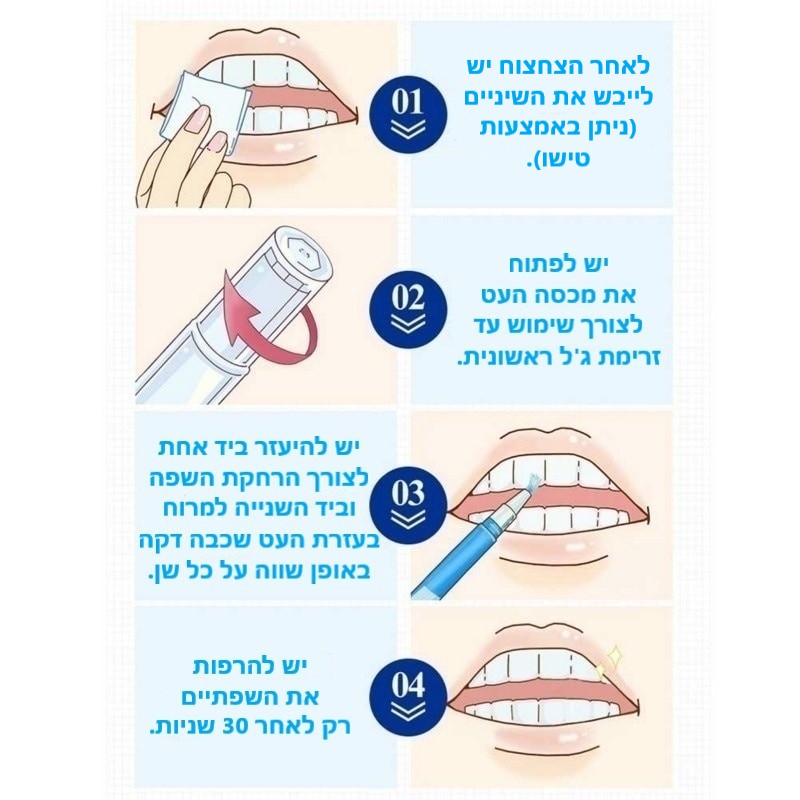 הוראות להלבנת השיניים