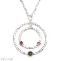 תליון מכסף מעוצב משובץ אבני טורמלין T6146 | תכשיטי כסף