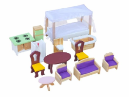 W06A218 - בית בובות לילדות מעץ שלוש קומות וקומת גג, דגם מורן, צעצועץ