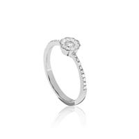 טבעת זהב לבן 14 קראט בצורת פרח משובצת יהלומים 0.25 קראט