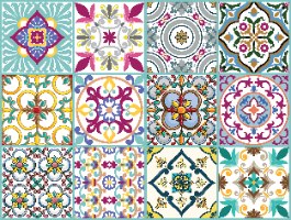 מדבקות לאריחים 15*15 ס''מ סגול עמוק דגם 1285