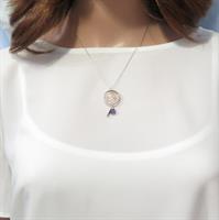 שרשרת תליון לוכד חלומות בשילוב חוטים דגם ויסטריה