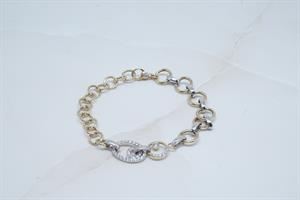 צמיד זהב 14 קראט משובץ זרקונים