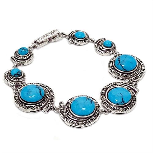 צמיד כסף משובץ מרקזטים ואבני טורקיז Z3004 | תכשיטי כסף 925 | צמידי כסף