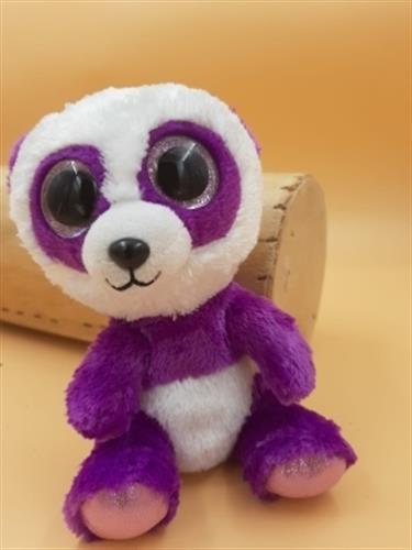 בובת עיניים גדולות של דוב פנדה סגול לבן