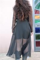 אוברול קצר שחור מכותנה בשילוב שיפון מידה S