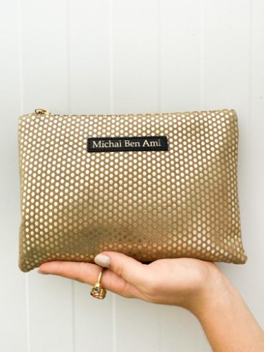 תיק קלאץ' גדול נקודות זהב