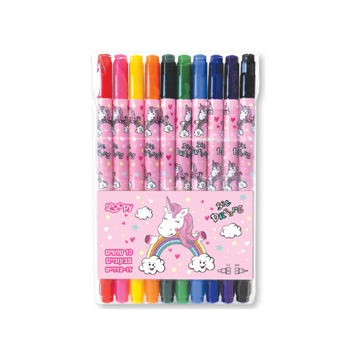 10 טושים צבעוניים דו-צדדיים- Loopy