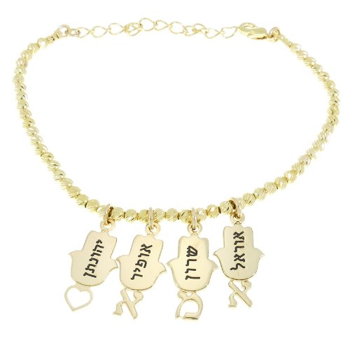 צמיד חרוזי לייזר 3mm עם חמסות קטנות עם חריטה "אמא" דגם LA438