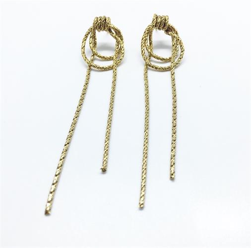 עגילי חבל לאסו עבה זהב