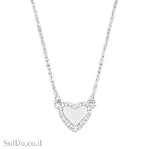 תליון לב מכסף משובץ  אבני זרקון T6217 | תכשיטי כסף