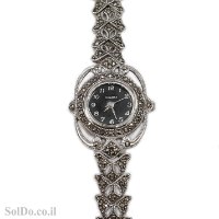 שעון מכסף מעוצב משובץ מרקזטים SH3260 | תכשיטי כסף