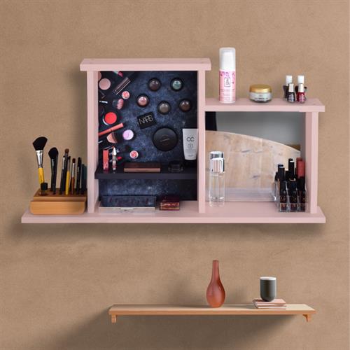 מדף איפור - ריבוע עץ לאיפור מאורגן ומסודר