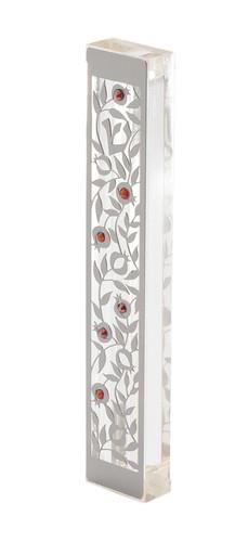 מזוזה דגם רימונים קטנים ועלים משובץ