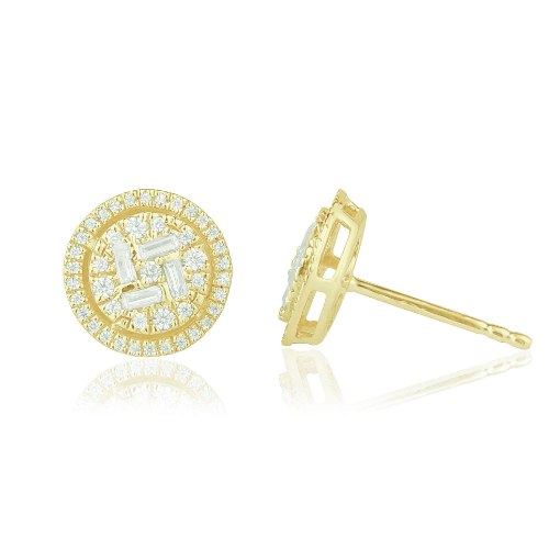 עגילי זהב 14 קראט 0.42 קראט יהלומים 814953 - מחיר מבצע!