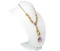 רביד איטלקי משובץ אבני אמטיסט בזהב 14K