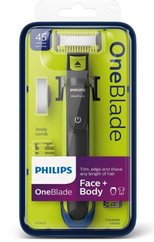 סכין גילוח פיליפס ONE BLADE, מכשיר לעיצוב זיפים וגילוח פנים וגוף 45 דקות פעולה