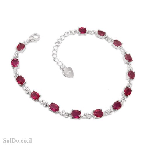 צמיד מכסף משובץ אבני רובי ואבני זרקון Z3147 | תכשיטי כסף 925 | צמידי כסף