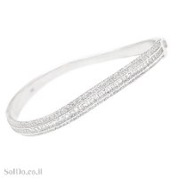 צמיד קשיח מכסף משובץ אבני זרקון Z3174 | תכשיטי כסף 925 | צמידי כסף